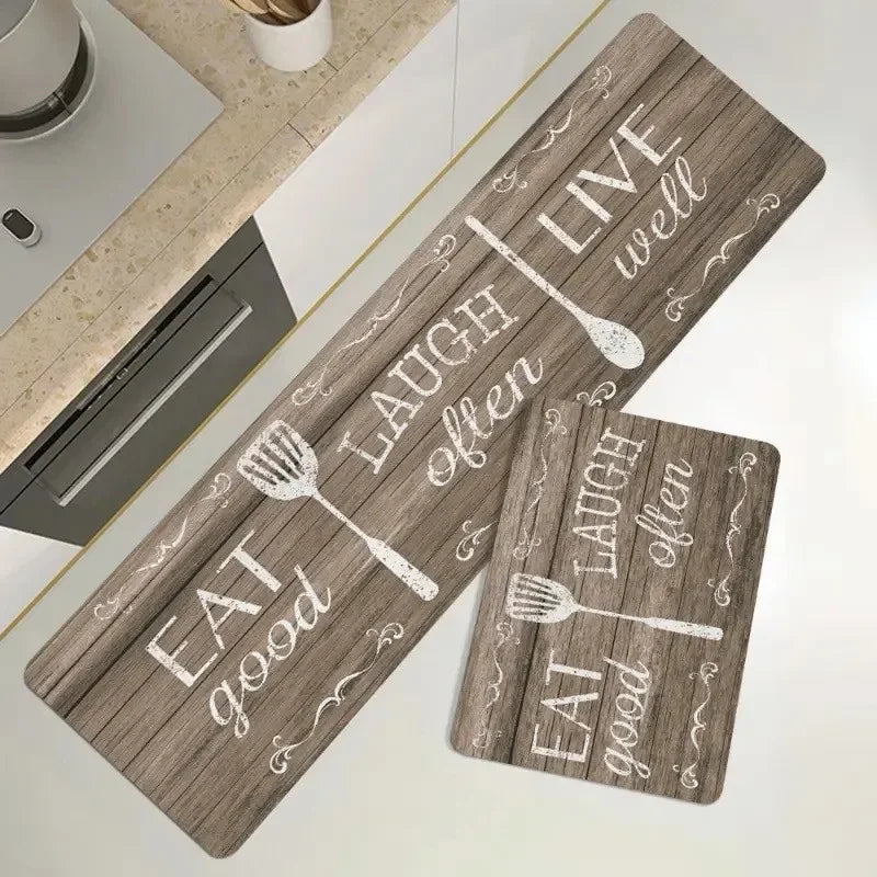 Kitchen Cutlery Theme Washable Floor Mat