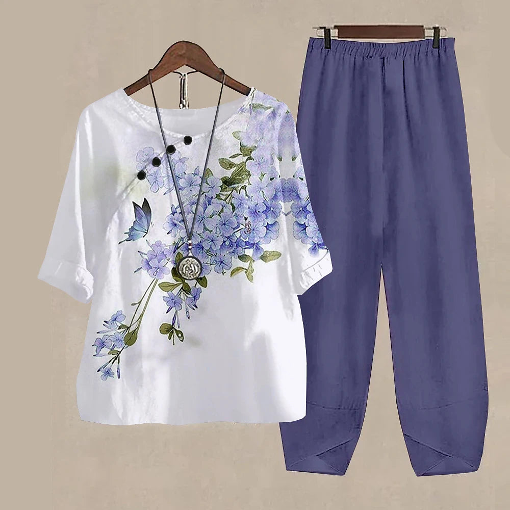 Women’s 2-Piece Pants & T-Shirt Set – Y2K Fashion Vibes