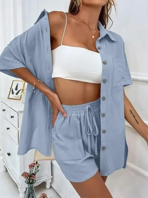 Stay Cool & Stylish This Summer – Women's Cotton Linen Two-Piece Set