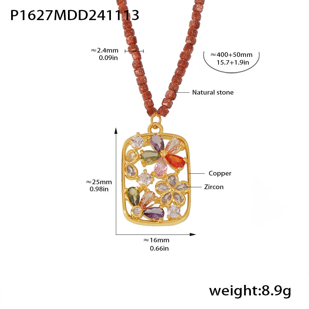 Elegant Colorful Nature Stone Flower Necklace