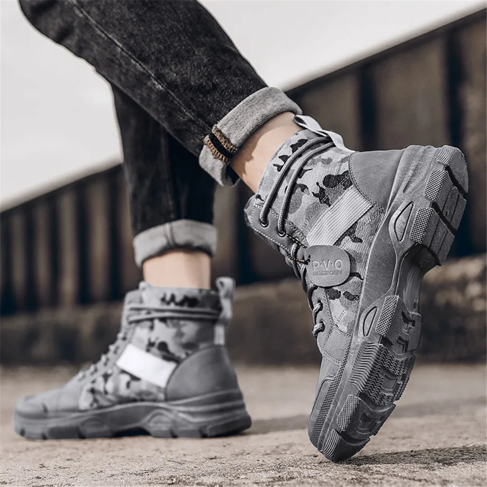 Men's Canvas Boots – New Autumn/Winter Plus Velvet High-Top Warm Casual Outdoor Boots (Camouflage Style)