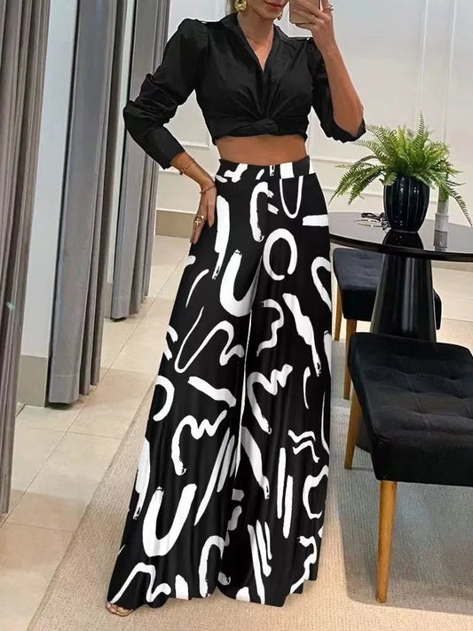 Women's Printed Wide-Leg Pants – Spring/Autumn Collection