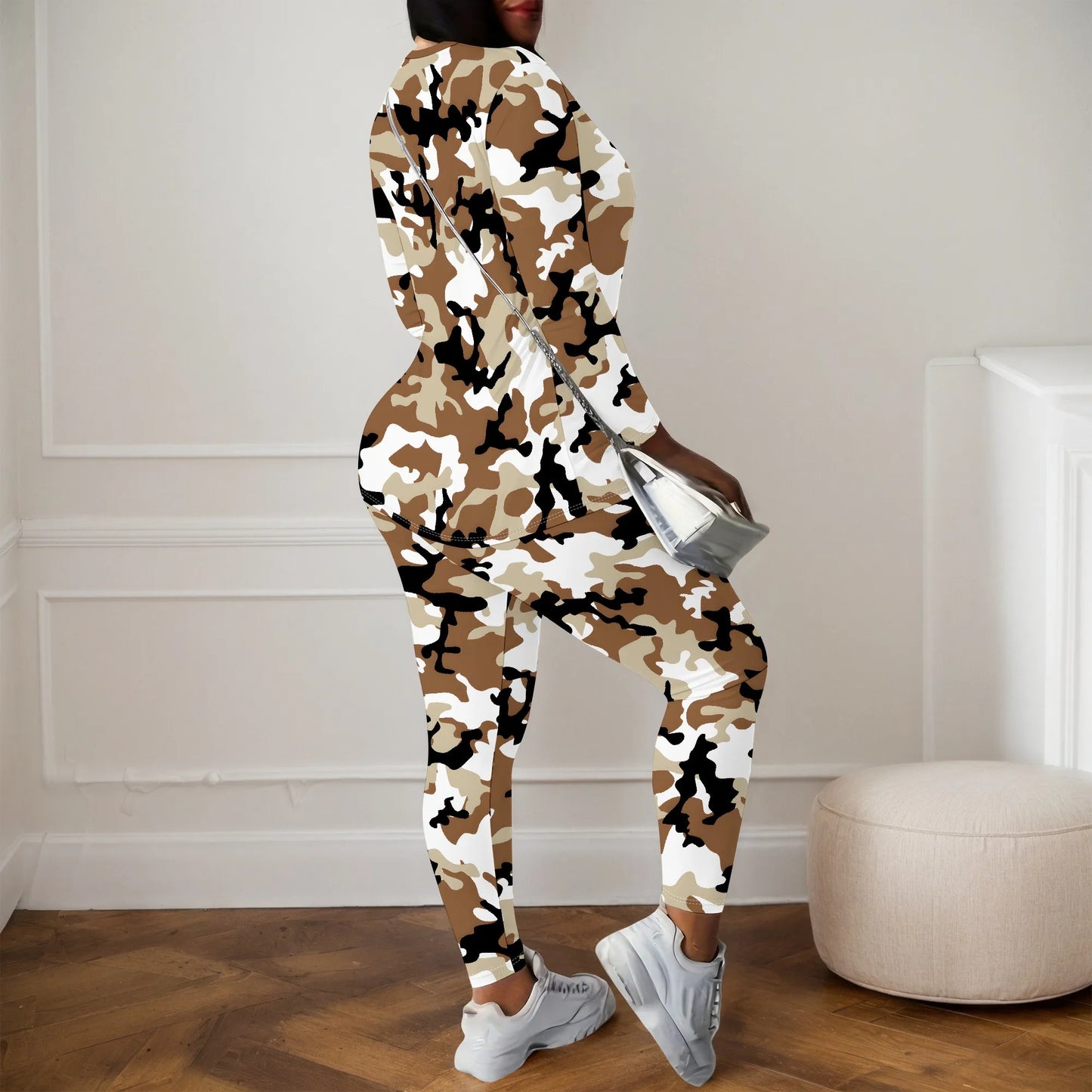 Women’s Long Sleeve 3D Camouflage Print Two-Piece Set