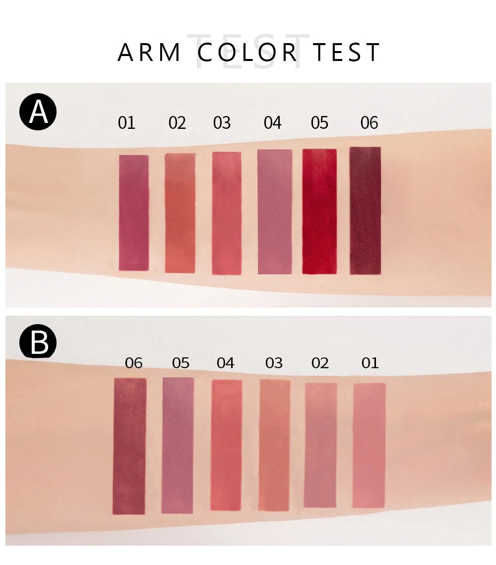 HANDAIYAN Set of 6 Non-Stick Liquid Lipsticks in Cup Packaging