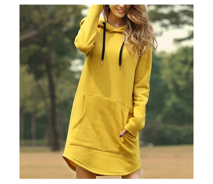 Women’s Oversized Hoodie Dress – Korean Pop Style Casual Long Sweatshirt