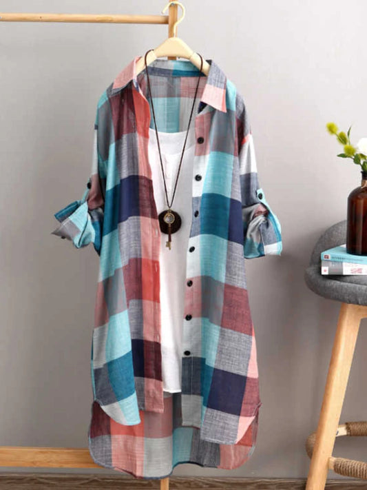 Women's Plaid Cotton Shirt – Chic & Elegant Blouse for Effortless Style