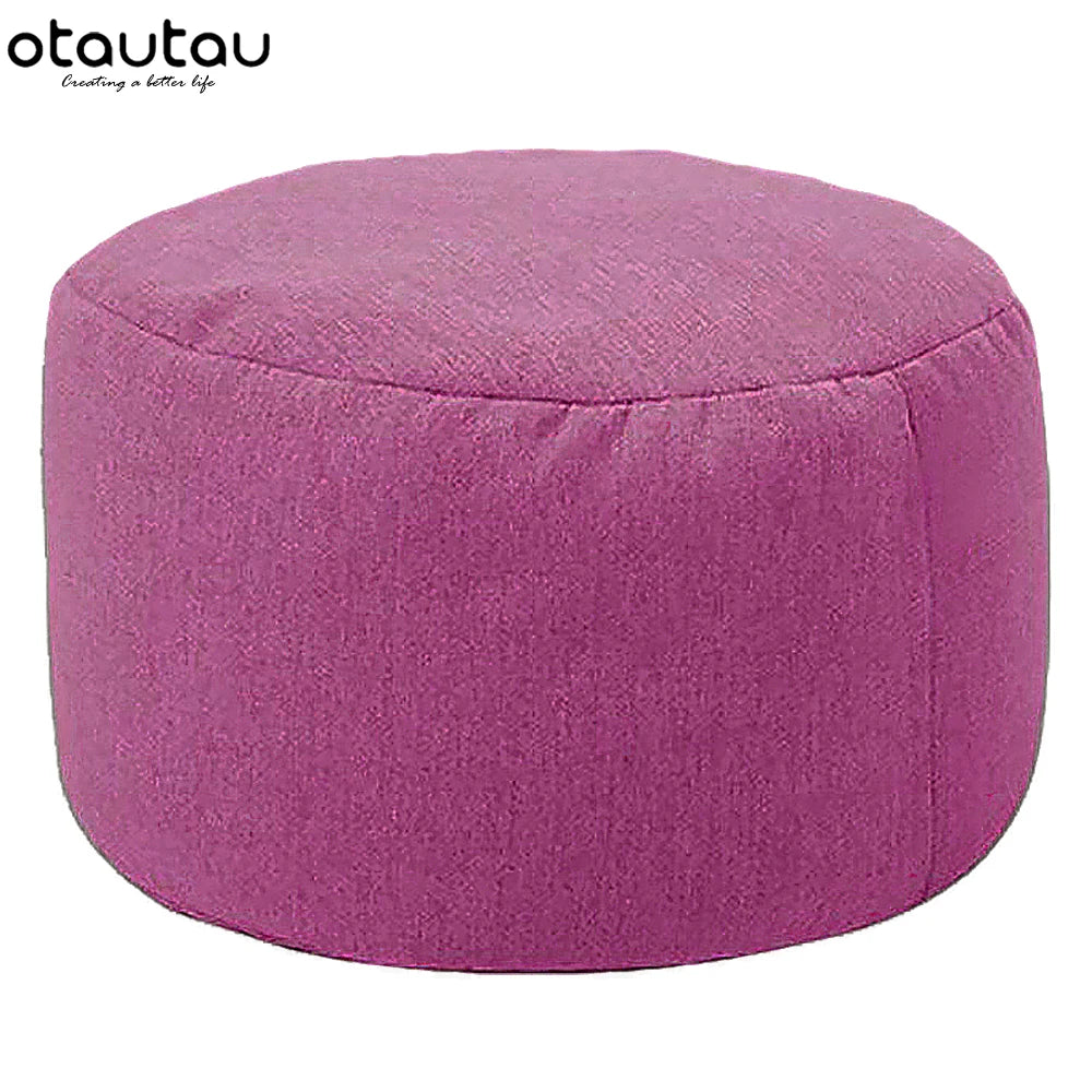 OTAUTAU Round Linen Bean Bag Ottoman
