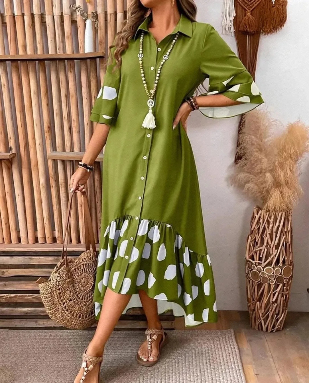 Elegant Polka Dot Printed Dress for Women