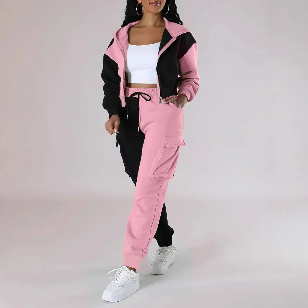 Women’s Loose Two-Piece Hoodie Tracksuit – Autumn/Winter Set