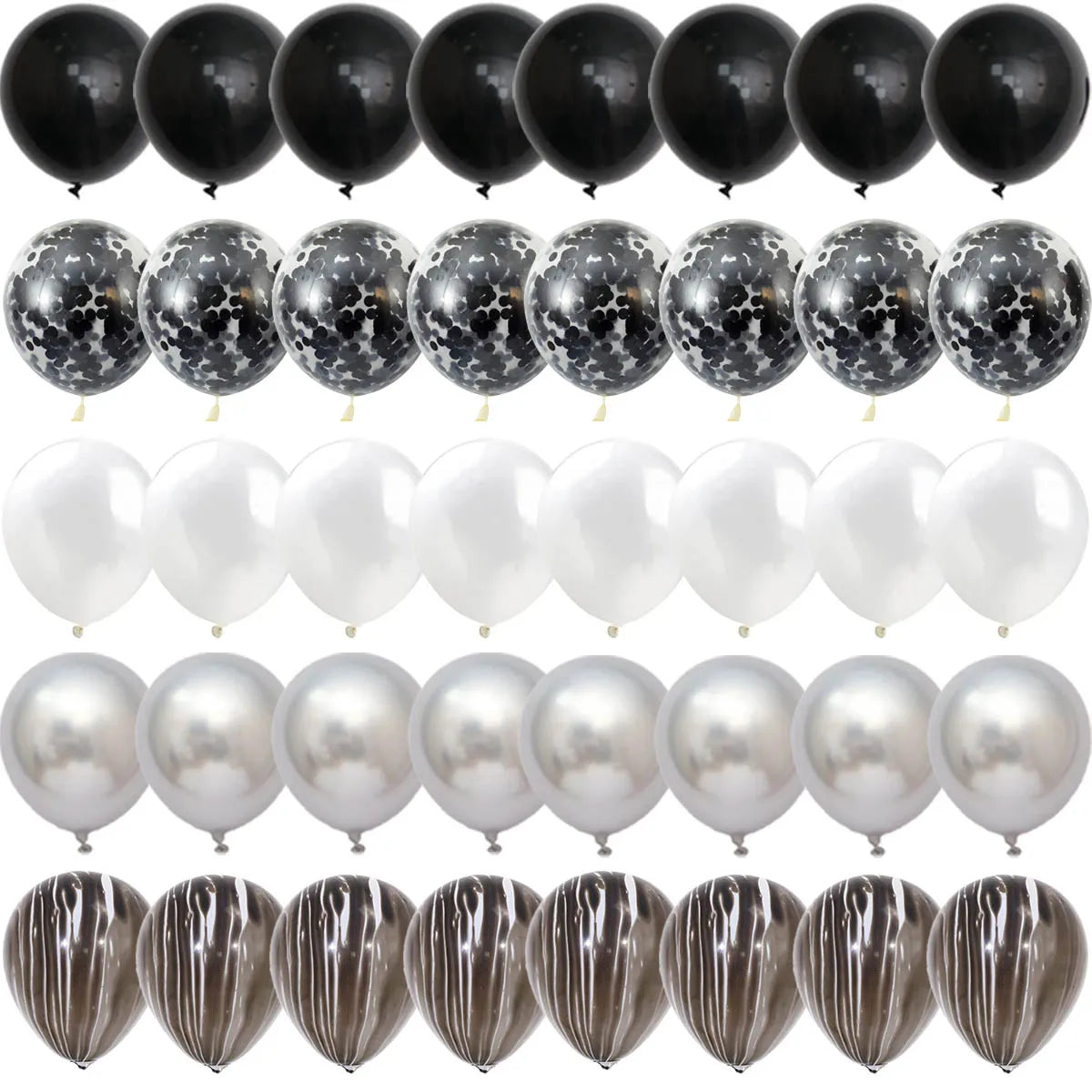 Black Metal Latex Confetti Balloons for 30th, 40th & 50th Birthday Celebrations