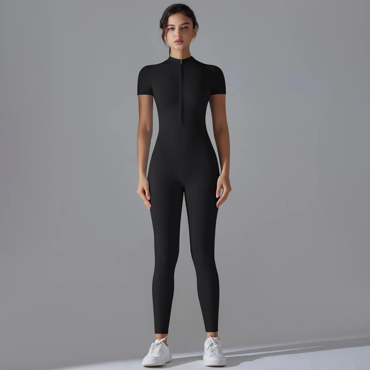 Women's Naked-Feel Short Sleeve Yoga Jumpsuit – Quick-Dry Breathable Fitness Bodysuit