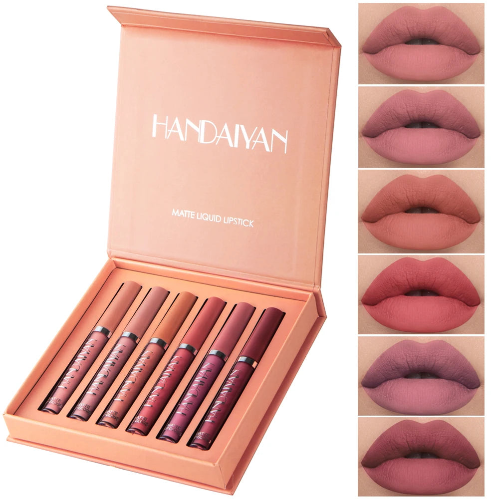 HANDAIYAN Set of 6 Non-Stick Liquid Lipsticks in Cup Packaging