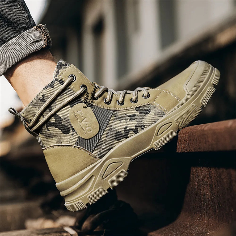 Men's Canvas Boots – New Autumn/Winter Plus Velvet High-Top Warm Casual Outdoor Boots (Camouflage Style)