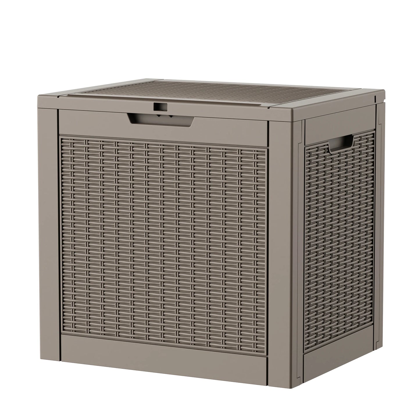 30-Gallon Gray Rattan-Textured Resin Outdoor Deck Storage Box (Weatherproof)