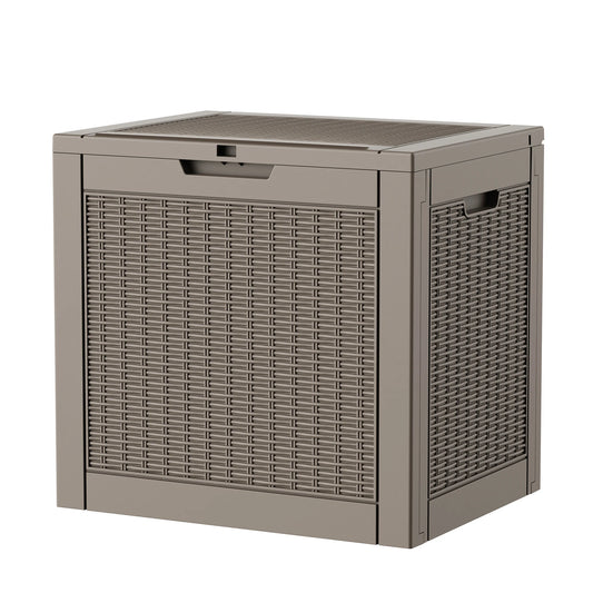30-Gallon Gray Rattan-Textured Resin Outdoor Deck Storage Box (Weatherproof)