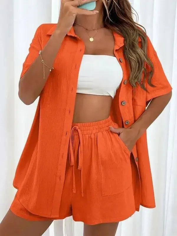 Stay Cool & Stylish This Summer – Women's Cotton Linen Two-Piece Set