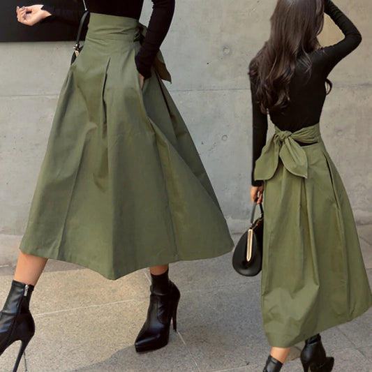 Elevate Your Autumn Style – Korean Fashion High-Waist Long Skirt