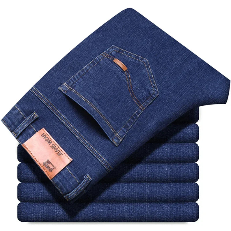 Men’s Vintage Black Straight-Leg Stretch Jeans – Business Casual Denim Pants