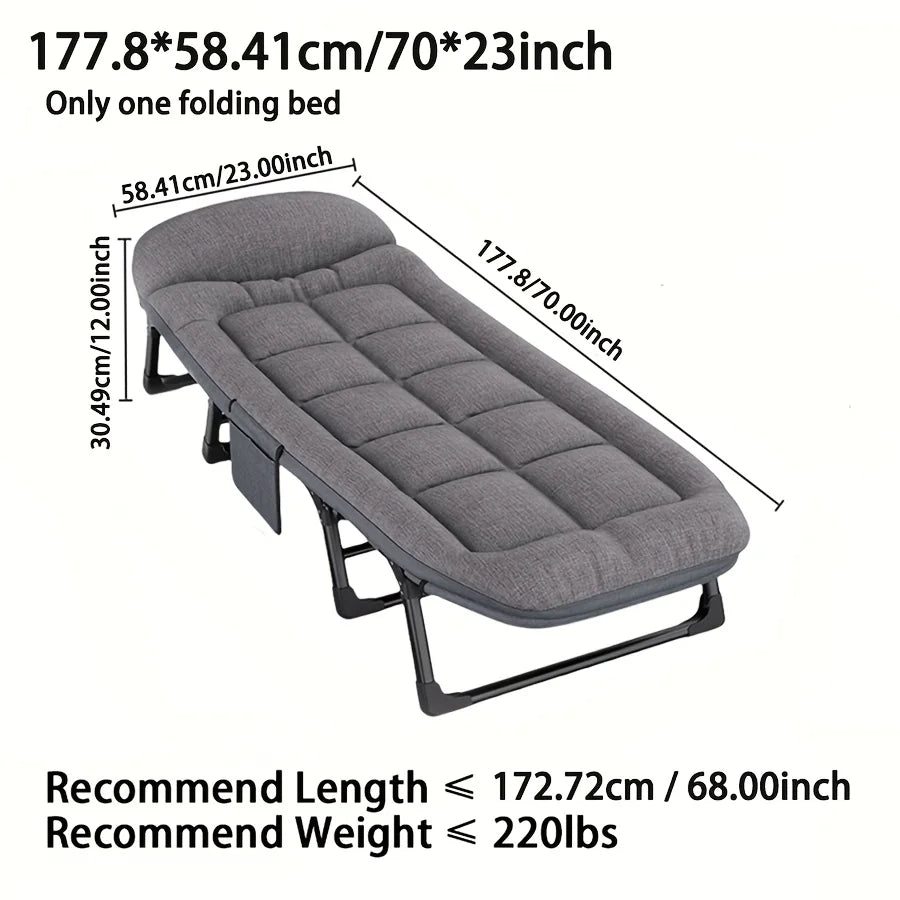 Heavy-Duty Adjustable Portable Folding Bed with Pillow & Blanket – 550 lb Weight Capacity