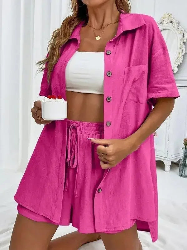 Stay Cool & Stylish This Summer – Women's Cotton Linen Two-Piece Set