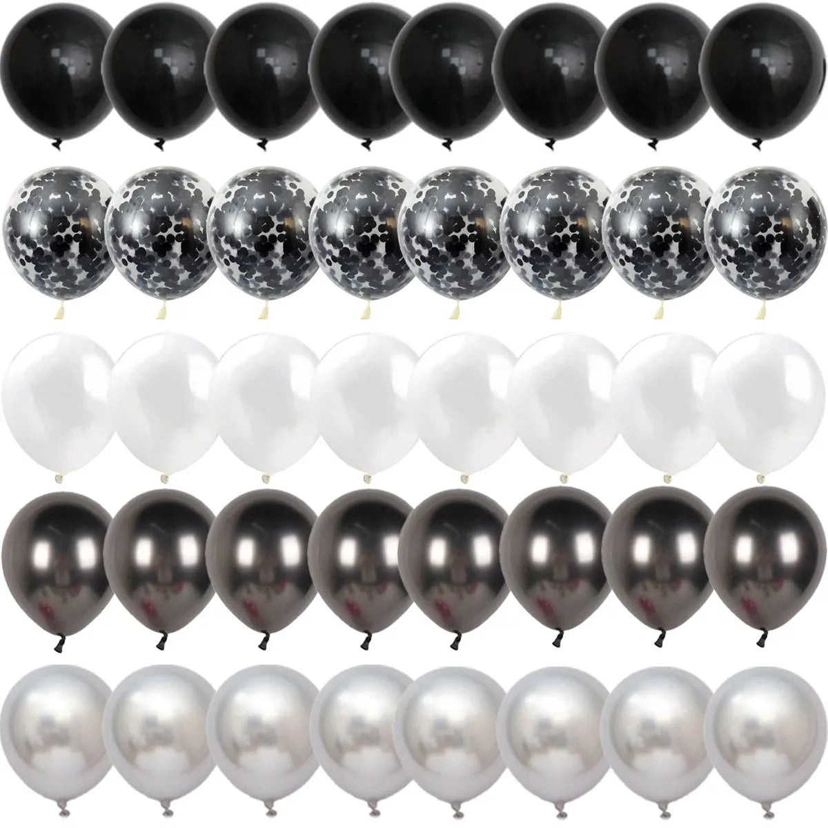 Black Metal Latex Confetti Balloons for 30th, 40th & 50th Birthday Celebrations