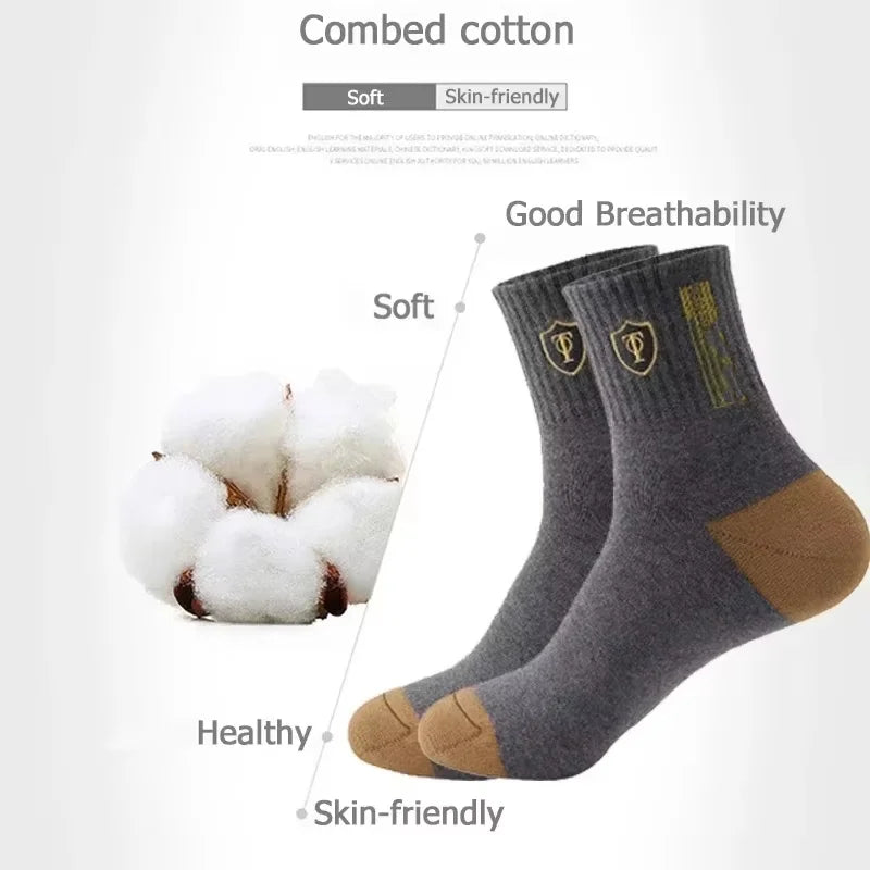 10 Pairs Breathable Cotton Sports Socks for Men – Bamboo Fiber Autumn & Winter Business Socks