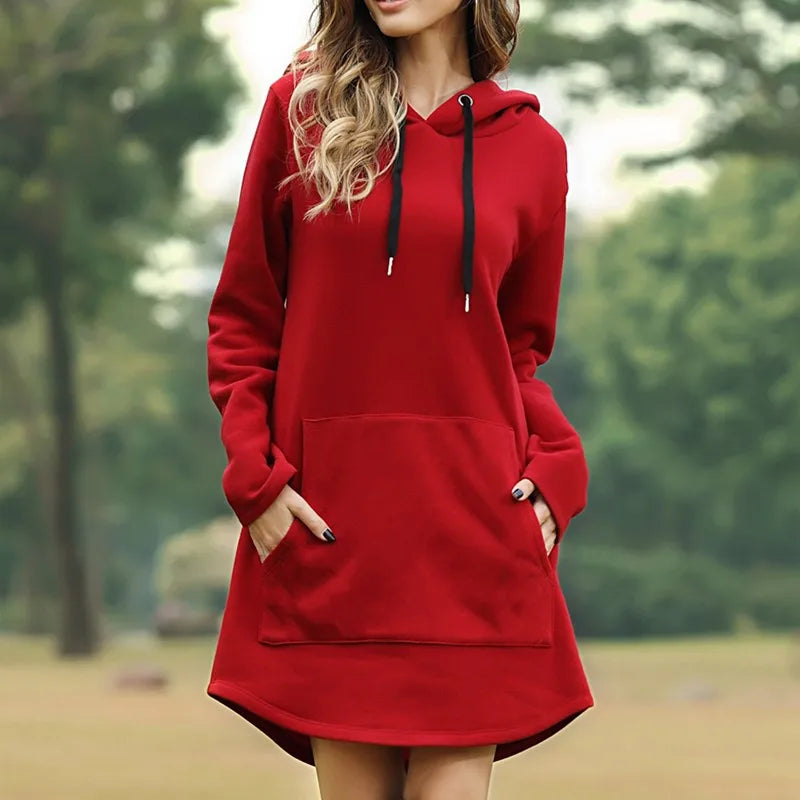 Women’s Oversized Hoodie Dress – Korean Pop Style Casual Long Sweatshirt