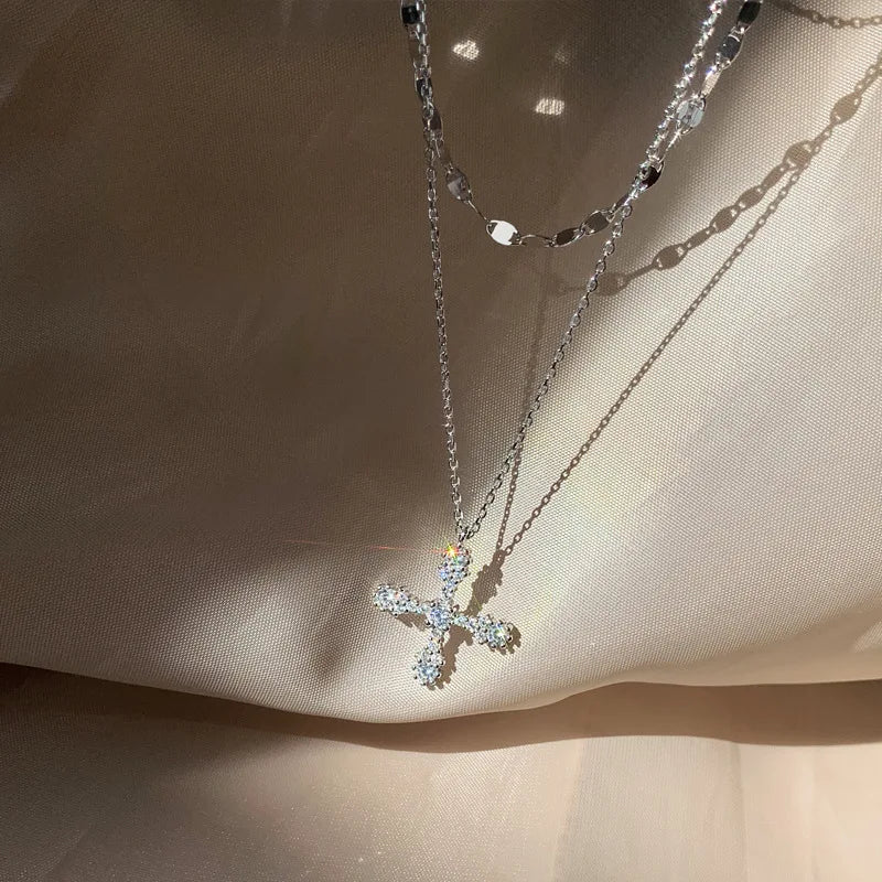 Silver Color Cross Pendant Necklace