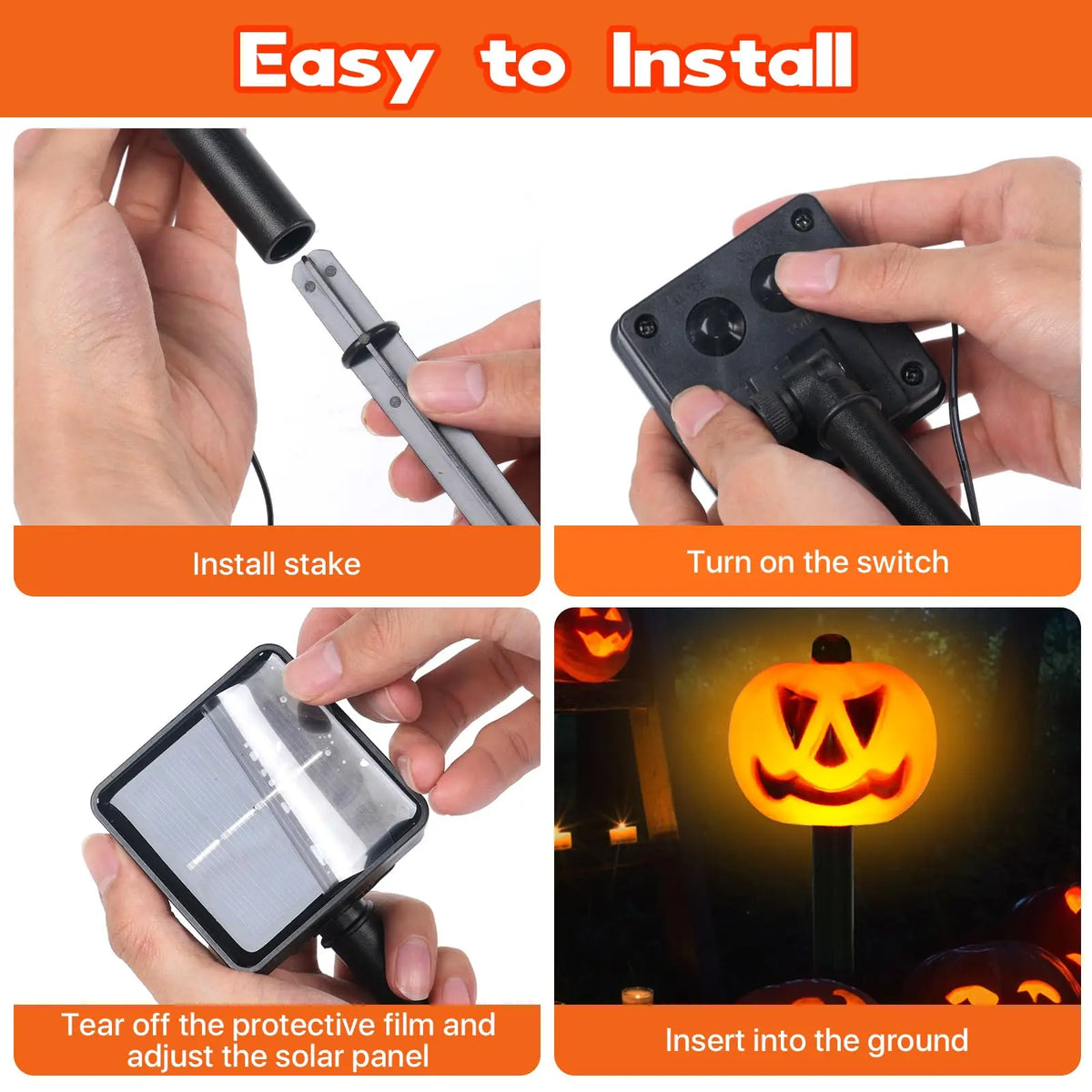 5PCS Solar Halloween Pumpkin & Ghost Pathway Lights – Waterproof Outdoor Garden Decorations