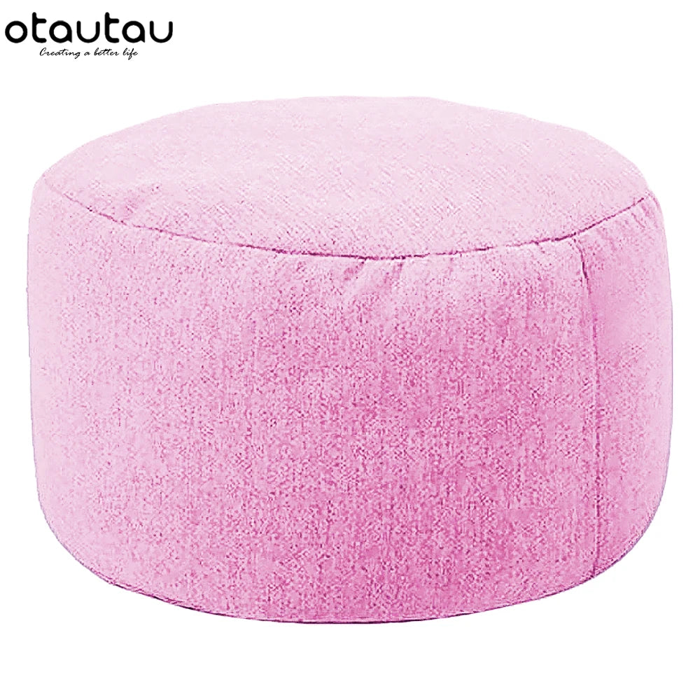 OTAUTAU Round Linen Bean Bag Ottoman