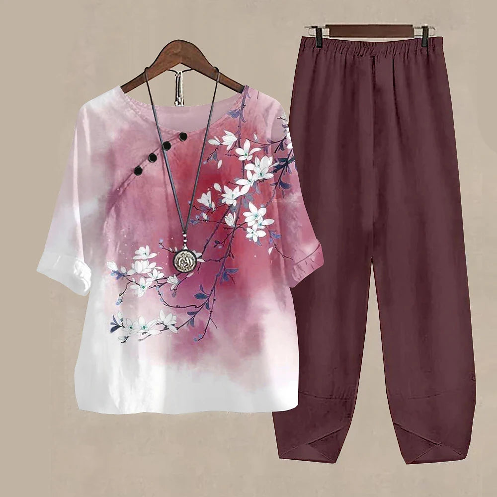 Women’s 2-Piece Pants & T-Shirt Set – Y2K Fashion Vibes