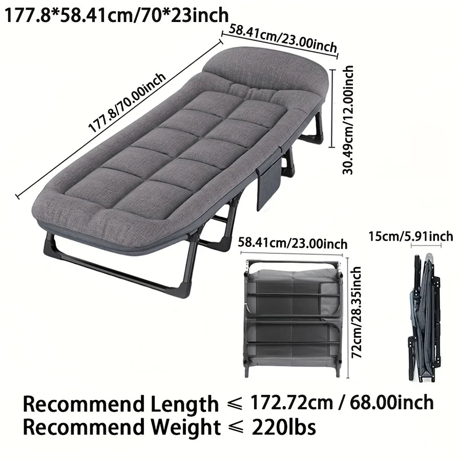 Heavy-Duty Adjustable Portable Folding Bed with Pillow & Blanket – 550 lb Weight Capacity
