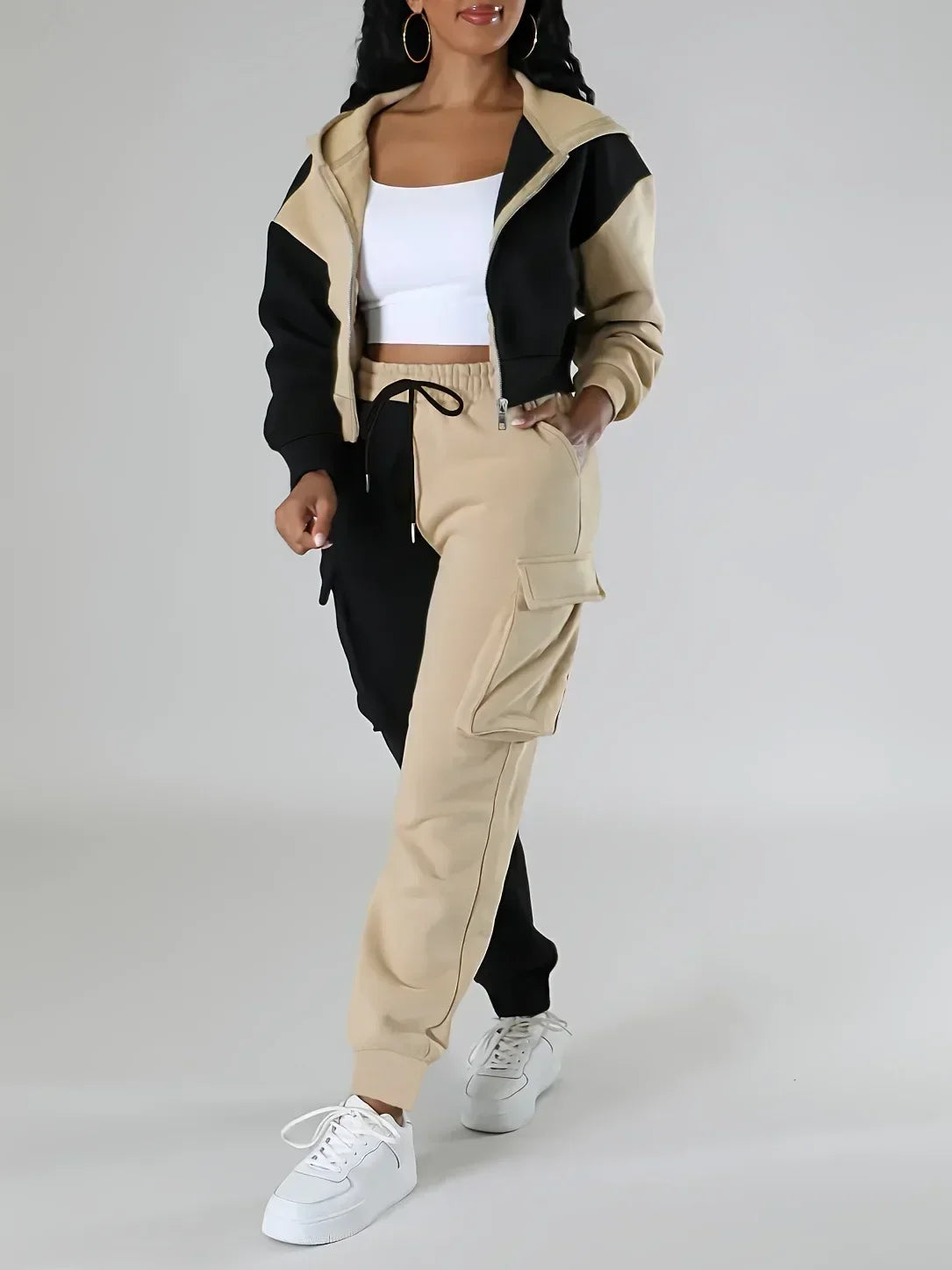 Women’s Loose Two-Piece Hoodie Tracksuit – Autumn/Winter Set