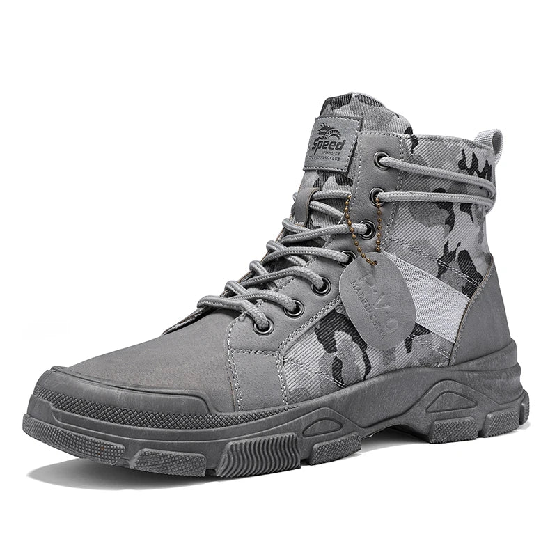 Men's Canvas Boots – New Autumn/Winter Plus Velvet High-Top Warm Casual Outdoor Boots (Camouflage Style)