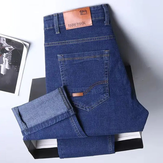 Men’s Vintage Black Straight-Leg Stretch Jeans – Business Casual Denim Pants