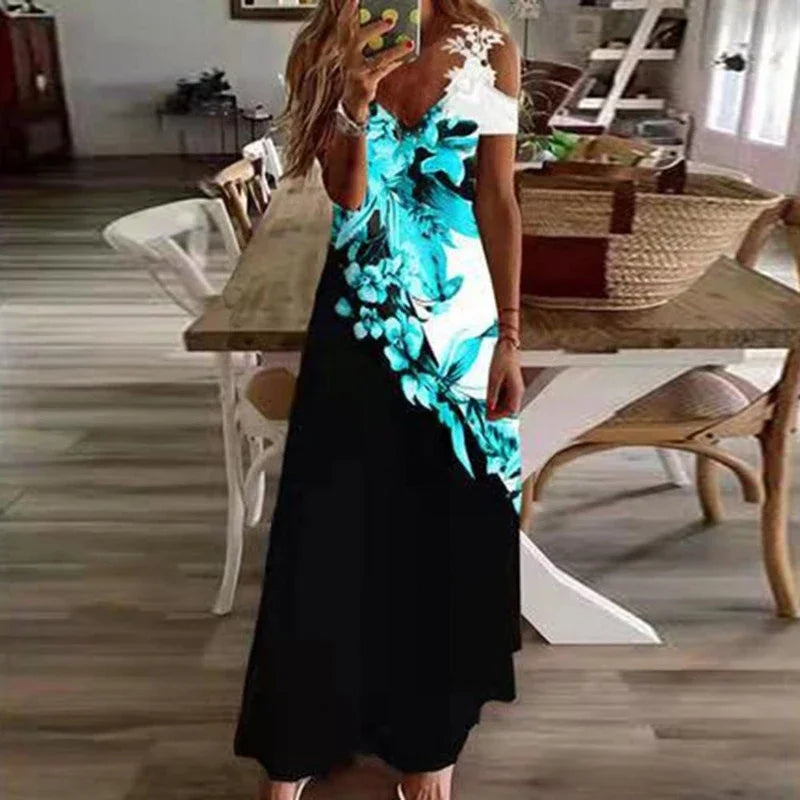 Women's White Lace Suspender Maxi Dress