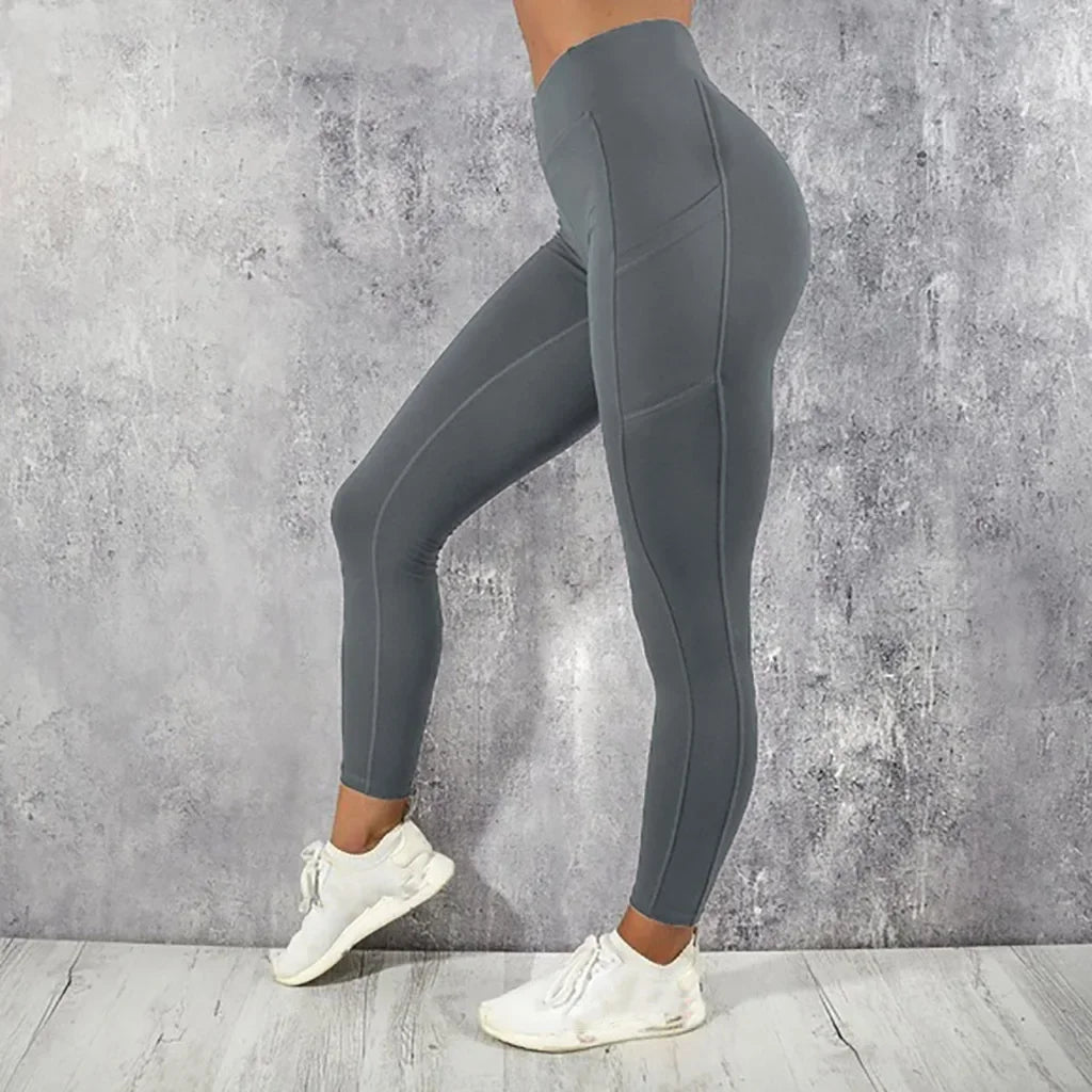 Yoga Fitness Women Leggings High Waist Tights with Pocket Gym Workout Running