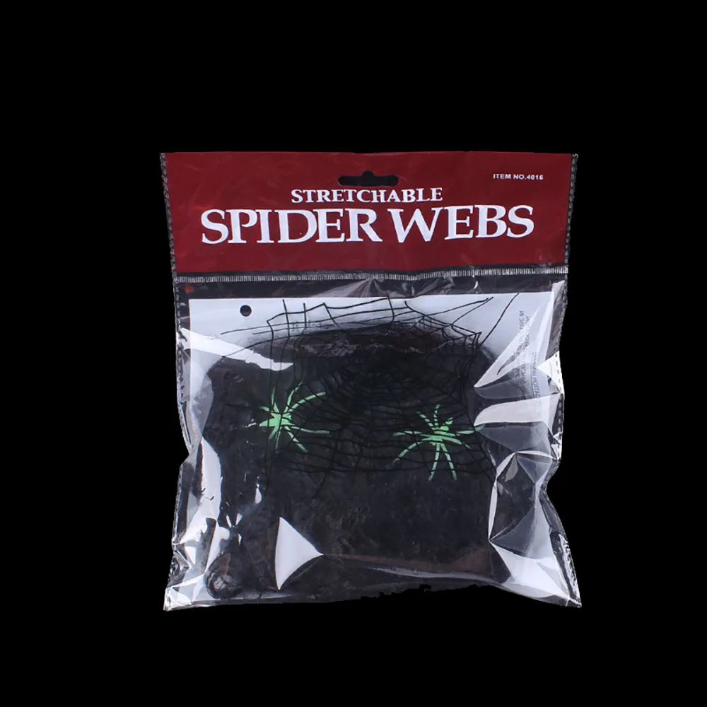 Halloween Spider Web Decoration with Artificial Spider – Stretchy Cobweb for Haunted House, Gothic Home Decor & Spooky Halloween Party
