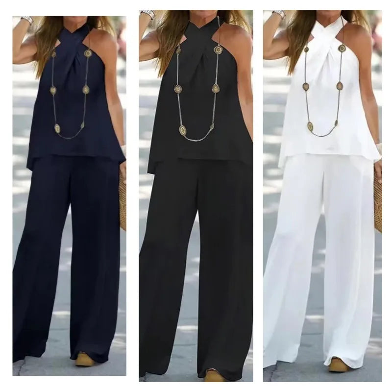 Fashion Women's Halter Neck Two-Piece Suit