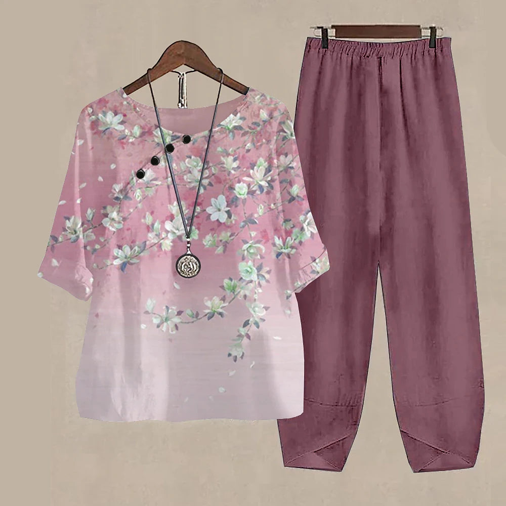 Women’s 2-Piece Pants & T-Shirt Set – Y2K Fashion Vibes