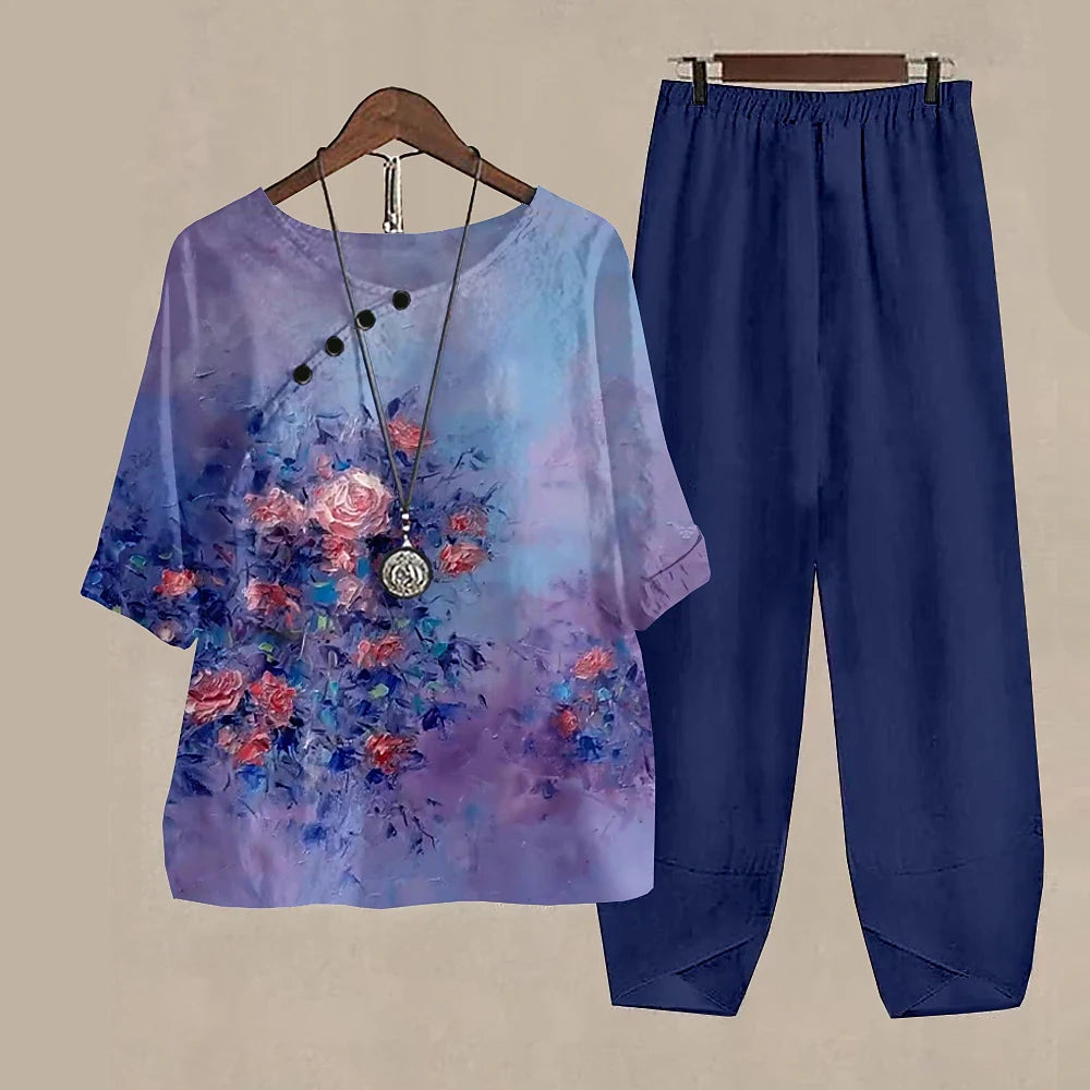 Women’s 2-Piece Pants & T-Shirt Set – Y2K Fashion Vibes