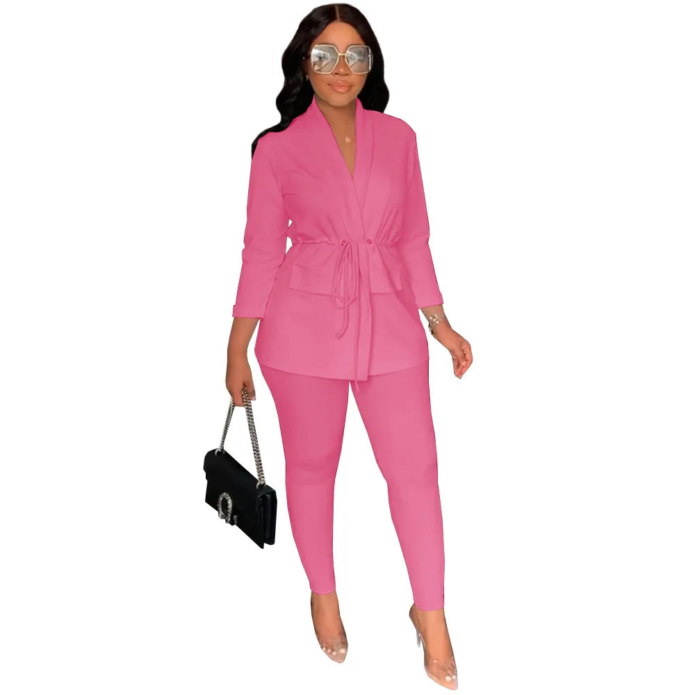 African 2-Piece Pant Suit for Women – Traditional-Inspired Casual Office Wear