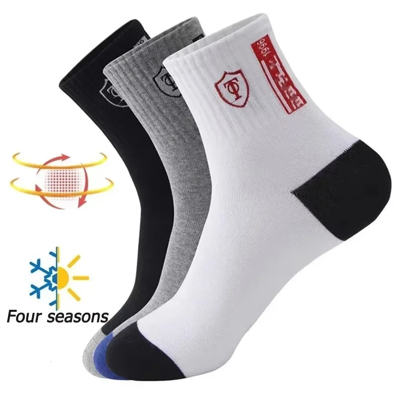 10 Pairs Breathable Cotton Sports Socks for Men – Bamboo Fiber Autumn & Winter Business Socks
