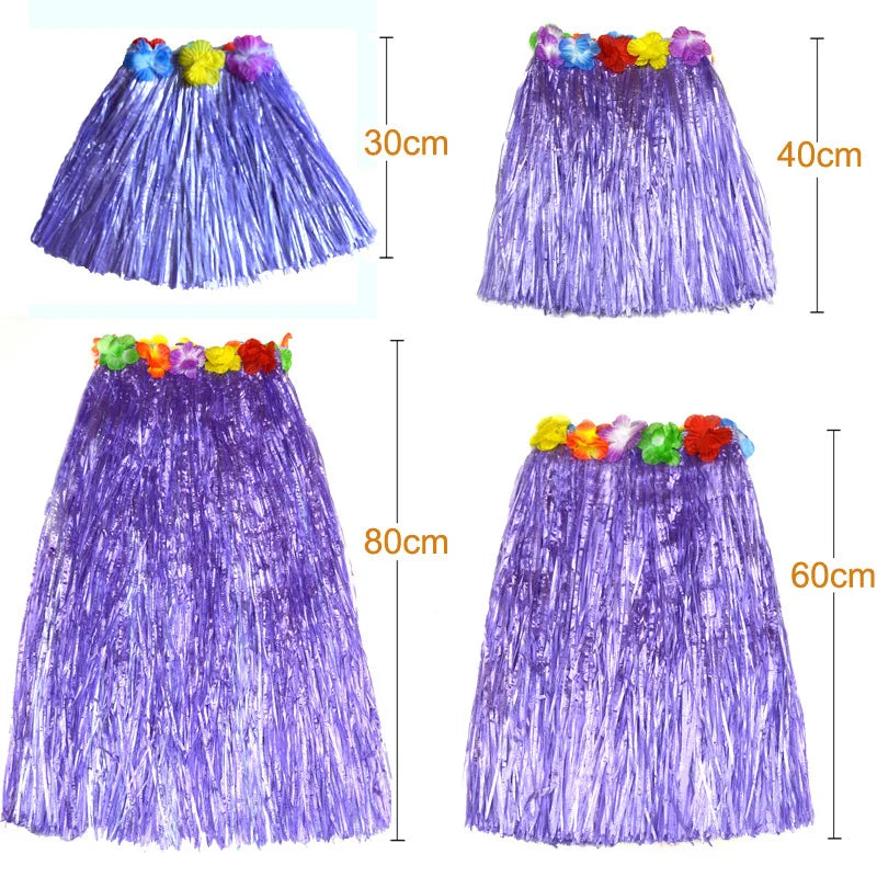 Hawaiian Grass Skirt for Kids – Hula Dance Party Costume, Flamingo Aloha Luau Theme Party Supplies, Hawaiian Party Favors