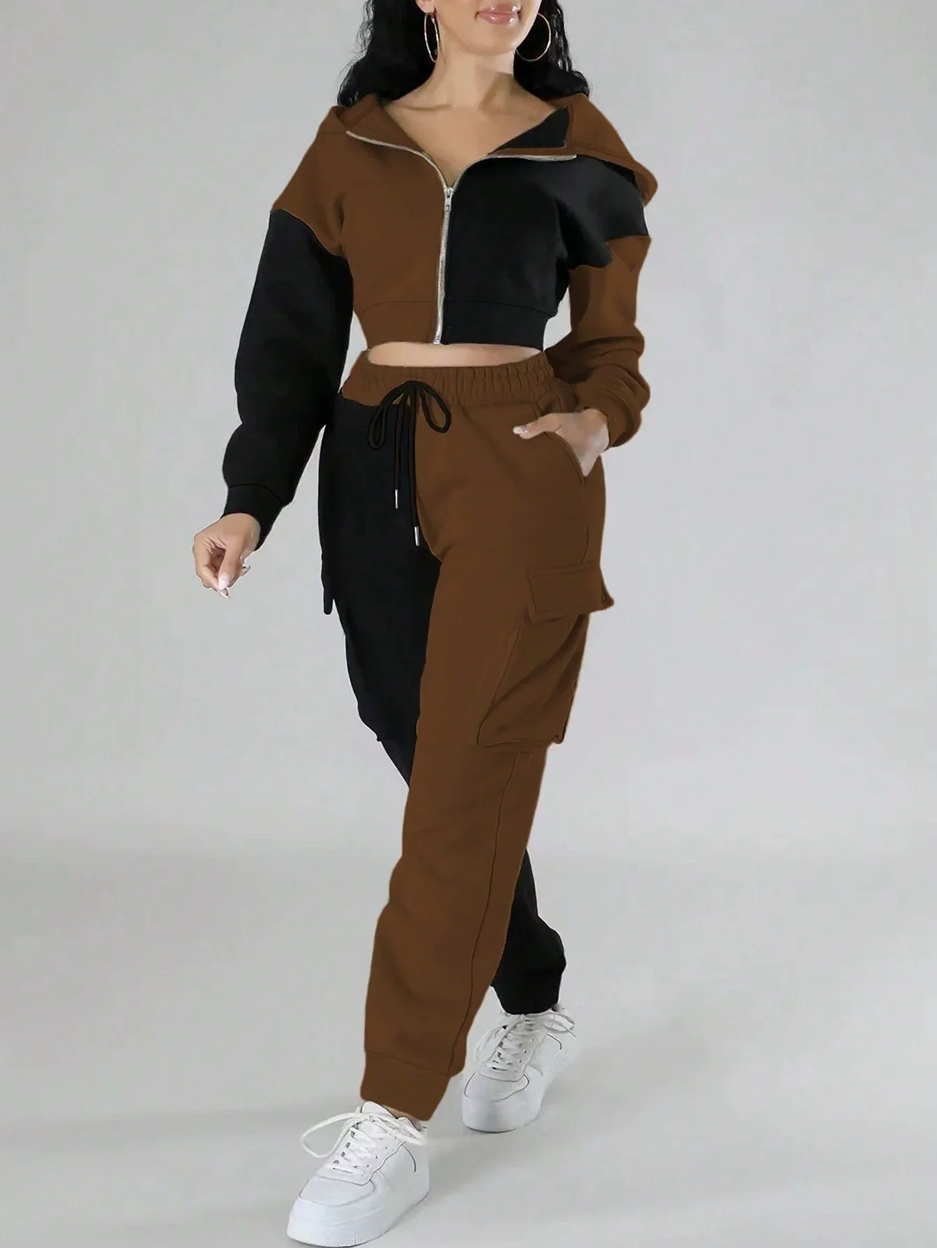 Women’s Loose Two-Piece Hoodie Tracksuit – Autumn/Winter Set
