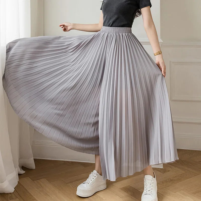 Women’s Elegant Chiffon High Waist Wide Leg Pants