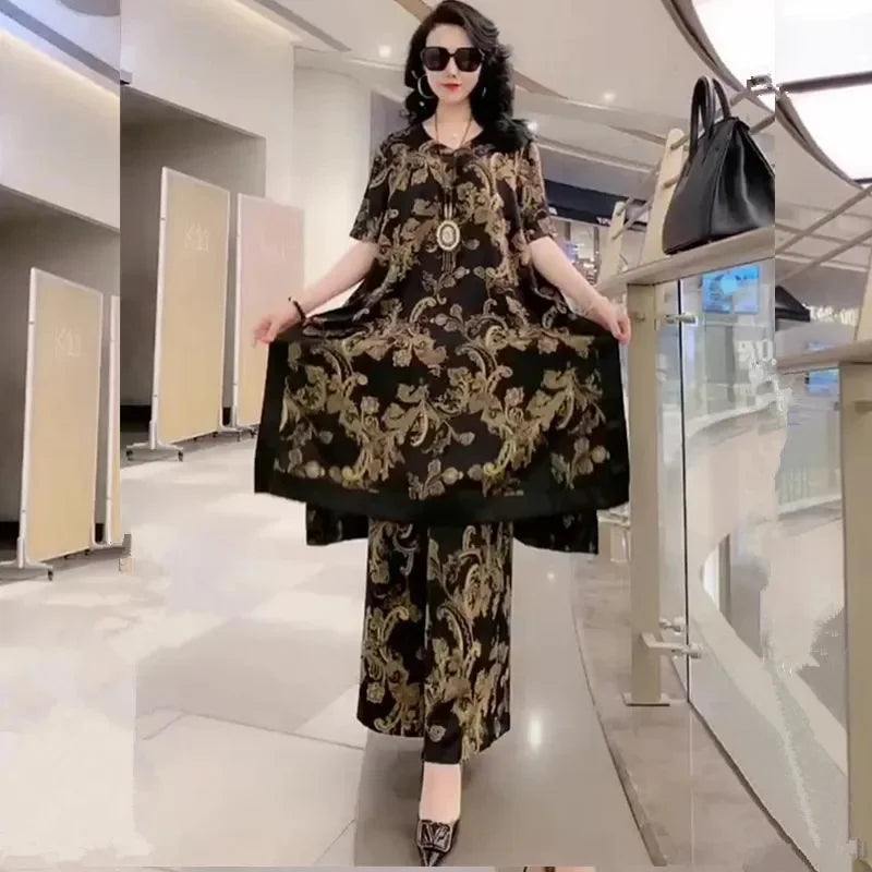 Summer Sets 5XL Silk Wide-Leg Trouser Set