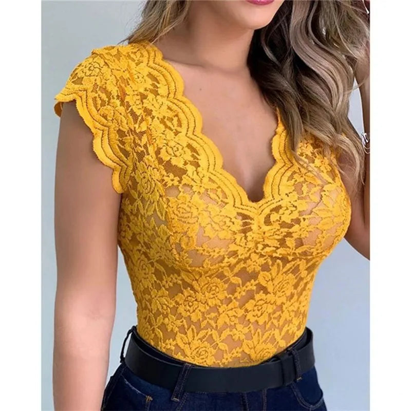 Women’s Lace V-Neck Camisole Tank Top – Sexy Summer Bralette Vest
