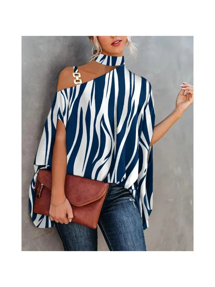 Casual Floral Batwing Sleeve Blouse for Women – Loose Summer Fashion Top