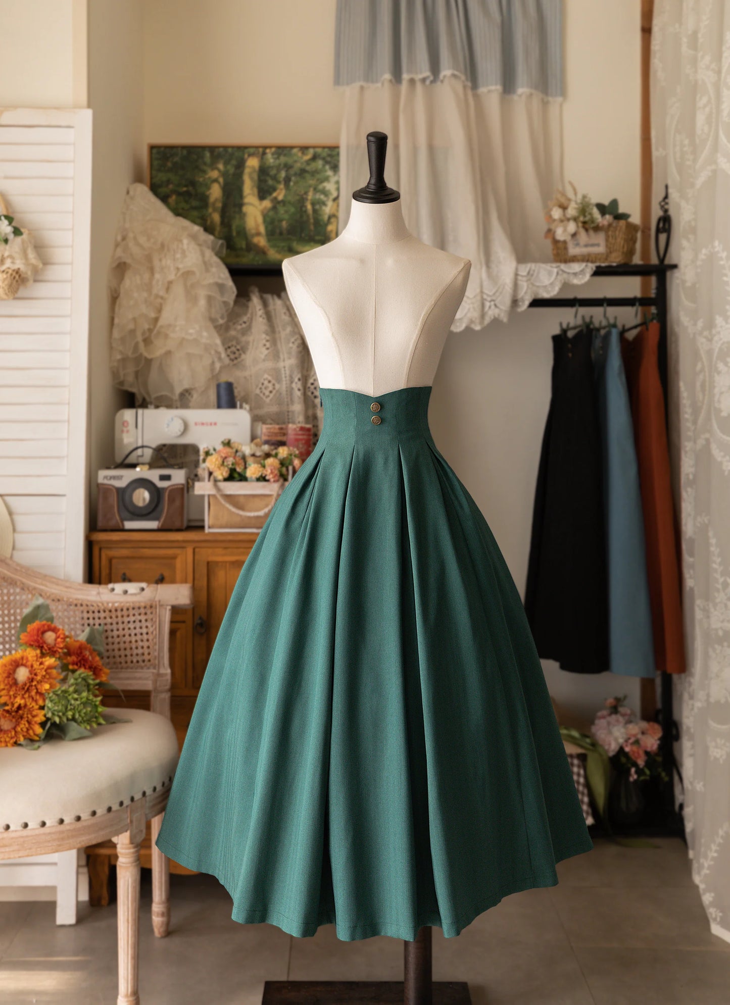 Elegant High-Waisted Ankle-Length Skirt – Original Classical Design